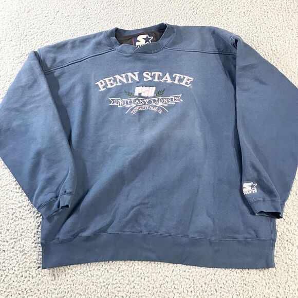Starter Penn State Sweatshirt Mens XXL Blue Crewneck‎ Pullover Logo Collegiate